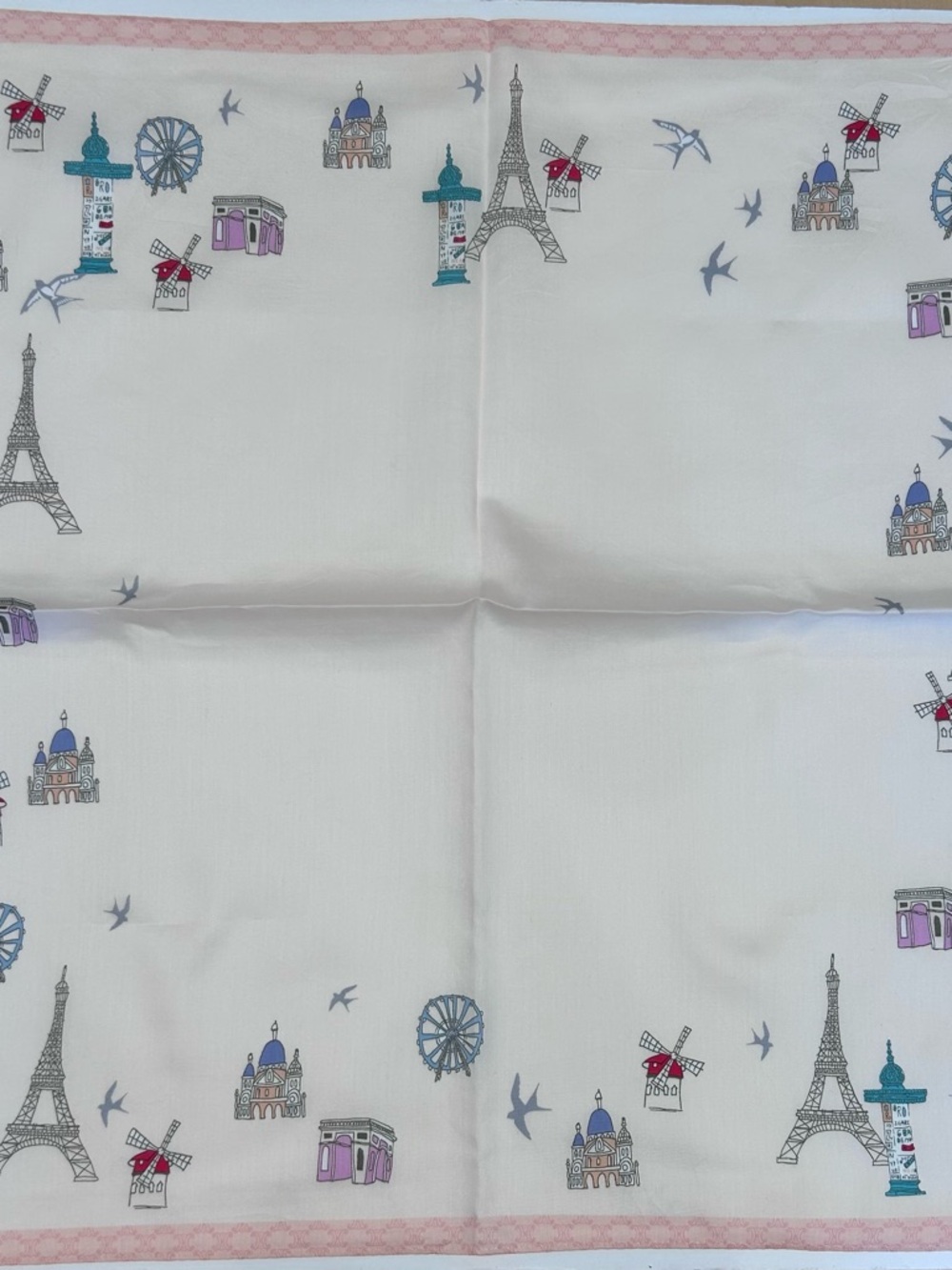NWT Women Handkerchief Celine Pink Eiffel Paris Cotton Pocket Square 20” - Picture 6 of 6